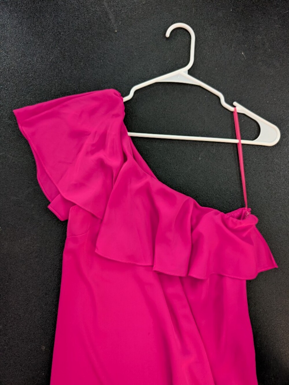 Amanda Uprichard One-Shoulder Ruffle Dress in Hot Pink Size P